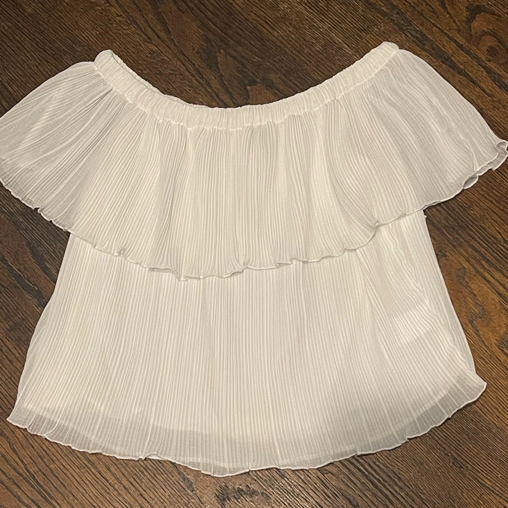 Express White Off-Shoulder Ruffle Blouse - Picture 9 of 10